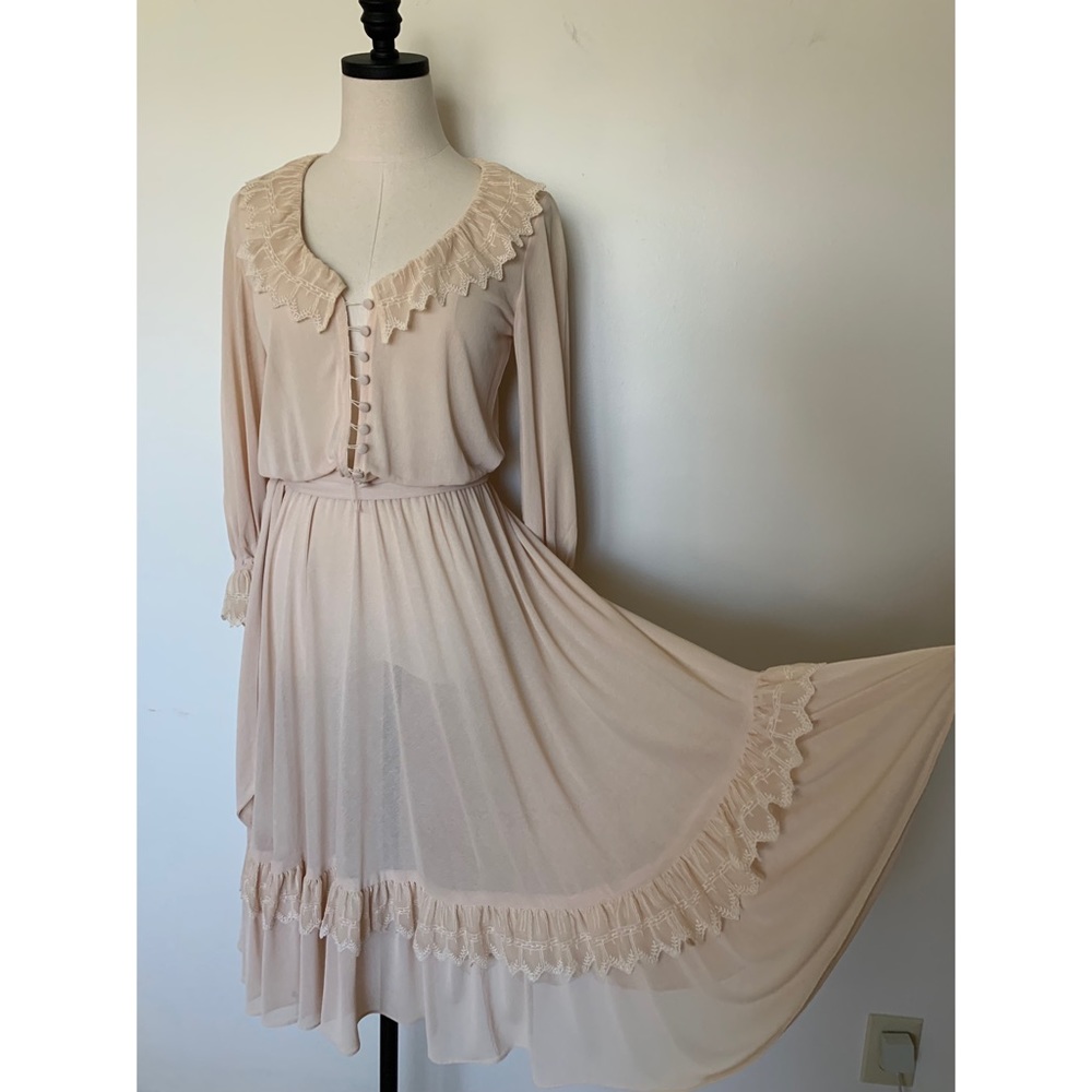 Nude Sheer Ruffle Dress